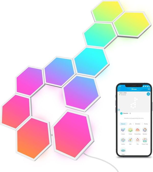 Govee Hexagon LED Panels with app control showing color options