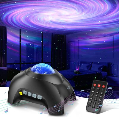 HODANS Northern Galaxy Aurora Projector with remote control showing galaxy projection on ceiling