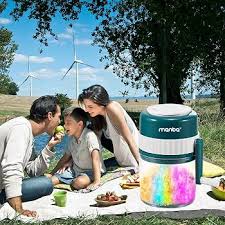 MANBA Manual Snow Cone Machine - Hand Crank Shaved Ice Maker with Ice Cube Tray